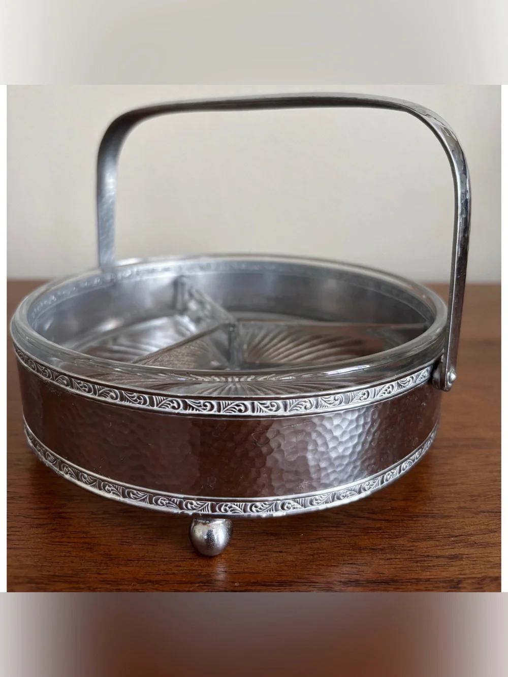 Vintage Divided Glass Relish Candy Dish W. M. MTS.  4054